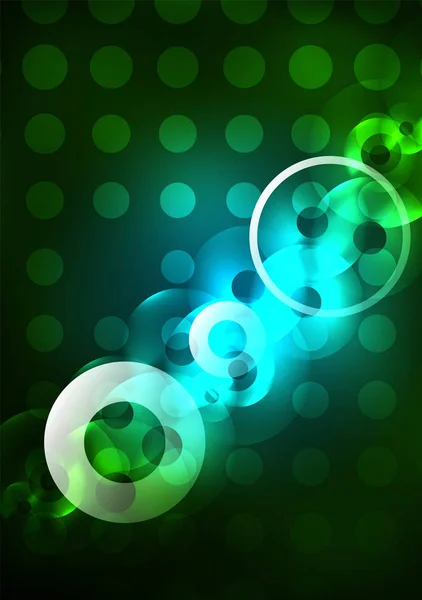 Glowing circles in the dark — Stock Vector