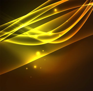 Enerji hatları, karanlıkta parlayan dalgalar vektör arka plan