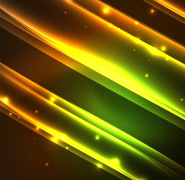 Enerji hatları, karanlıkta parlayan dalgalar vektör arka plan