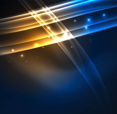 Enerji hatları, karanlıkta parlayan dalgalar vektör arka plan