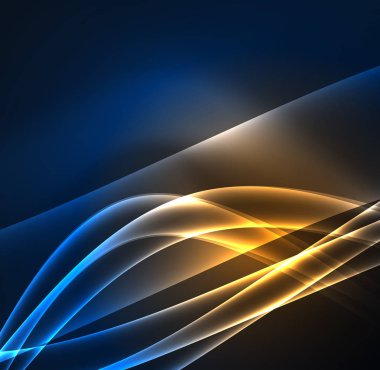 Enerji hatları, karanlıkta parlayan dalgalar vektör arka plan