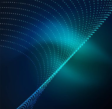 parlayan parçacıkların 3D ışıklı dalga