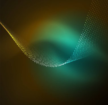 parlayan parçacıkların 3D ışıklı dalga