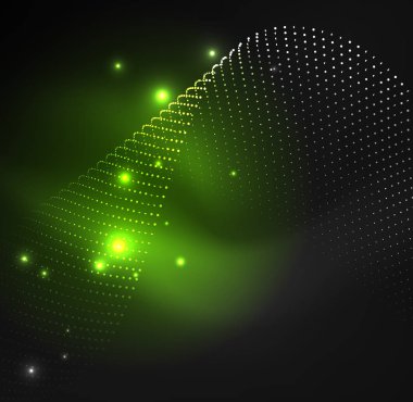 parlayan parçacıkların 3D ışıklı dalga