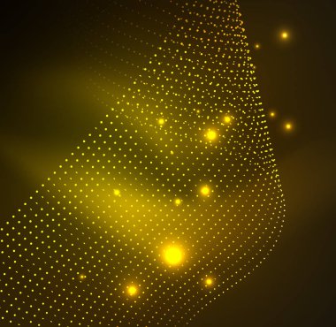 parlayan parçacıkların 3D ışıklı dalga