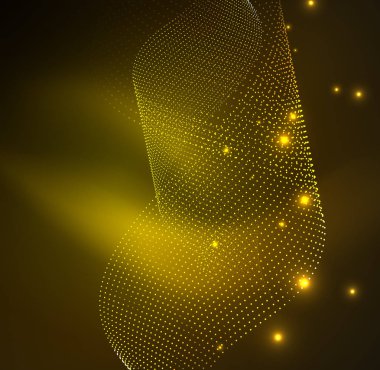 parlayan parçacıkların 3D ışıklı dalga