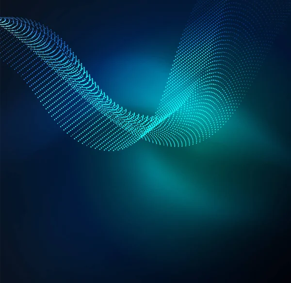 Parlayan parçacıkların 3D ışıklı dalga — Stok Vektör