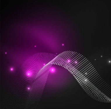 parlayan parçacıkların 3D ışıklı dalga