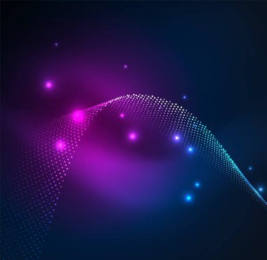 parlayan parçacıkların 3D ışıklı dalga