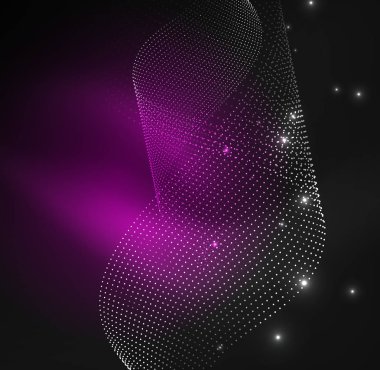 parlayan parçacıkların 3D ışıklı dalga