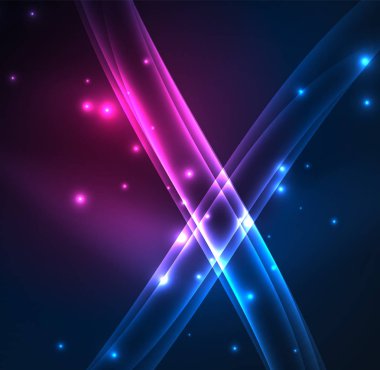 Enerji hatları, karanlıkta parlayan dalgalar vektör arka plan