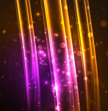 Enerji hatları, karanlıkta parlayan dalgalar vektör arka plan