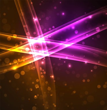 Enerji hatları, karanlıkta parlayan dalgalar vektör arka plan