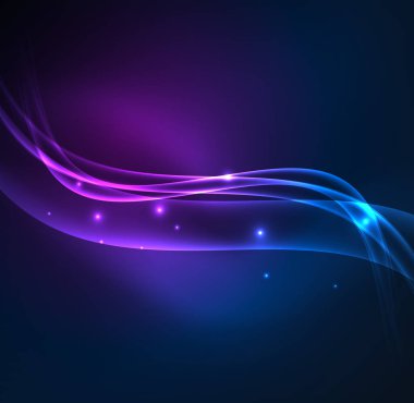 Enerji hatları, karanlıkta parlayan dalgalar vektör arka plan