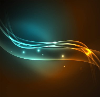 Enerji hatları, karanlıkta parlayan dalgalar vektör arka plan