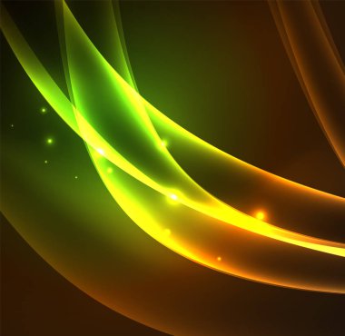 Enerji hatları, karanlıkta parlayan dalgalar vektör arka plan