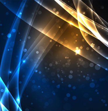 Enerji hatları, karanlıkta parlayan dalgalar vektör arka plan