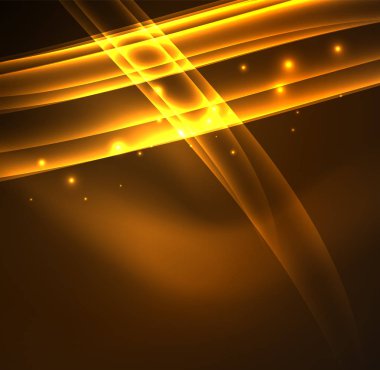 Enerji hatları, karanlıkta parlayan dalgalar vektör arka plan