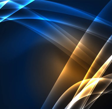 Enerji hatları, karanlıkta parlayan dalgalar vektör arka plan