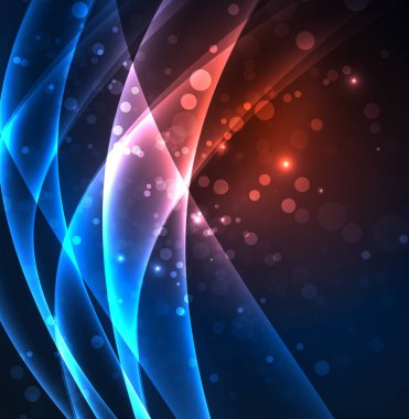 Enerji hatları, karanlıkta parlayan dalgalar vektör arka plan