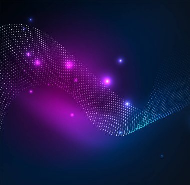 parlayan parçacıkların 3D ışıklı dalga