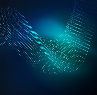 parlayan parçacıkların 3D ışıklı dalga