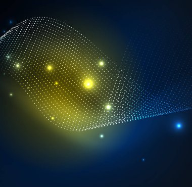 parlayan parçacıkların 3D ışıklı dalga