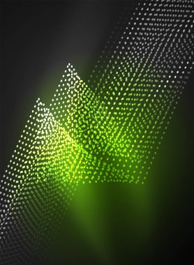 Parçacıklar koyu renk arka plan üzerinde oluşturulan parlayan dalga