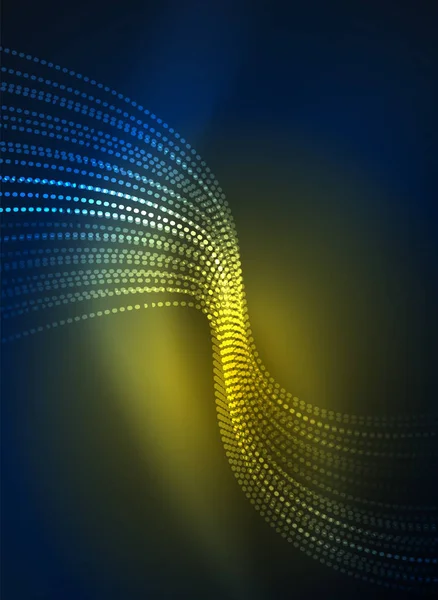 Parçacıklar koyu renk arka plan üzerinde oluşturulan parlayan dalga