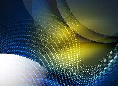 Parçacıklar koyu renk arka plan üzerinde oluşturulan parlayan dalga