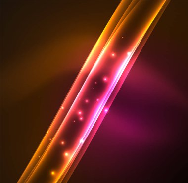 Enerji hatları, karanlıkta parlayan dalgalar vektör arka plan