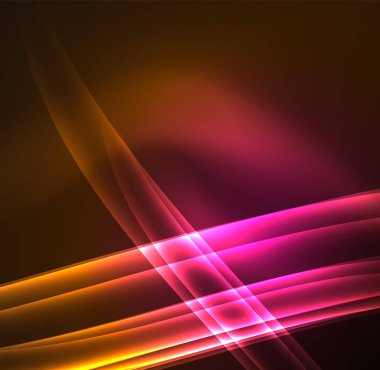 Enerji hatları, karanlıkta parlayan dalgalar vektör arka plan