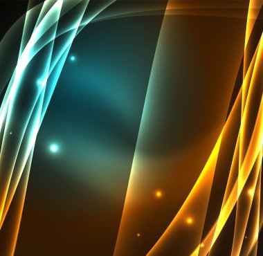 Enerji hatları, karanlıkta parlayan dalgalar vektör arka plan