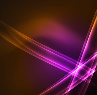 Enerji hatları, karanlıkta parlayan dalgalar vektör arka plan