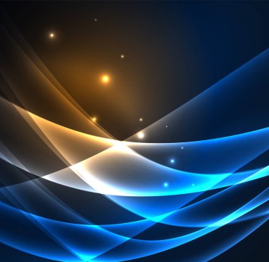 Enerji hatları, karanlıkta parlayan dalgalar vektör arka plan