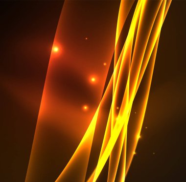 Enerji hatları, karanlıkta parlayan dalgalar vektör arka plan