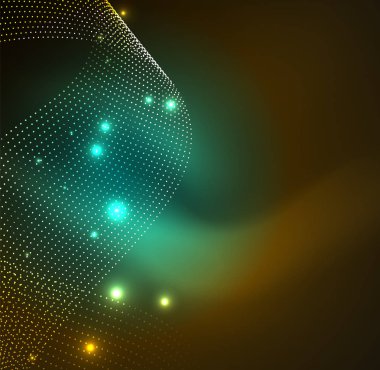 parlayan parçacıkların 3D ışıklı dalga