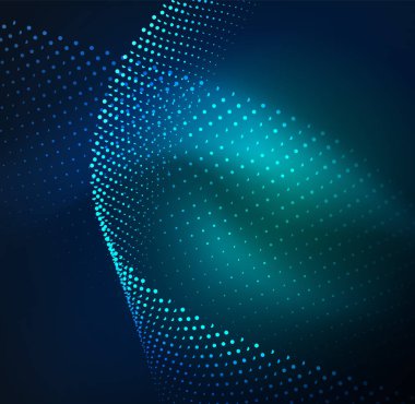 parlayan parçacıkların 3D ışıklı dalga