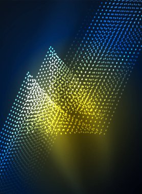 Parçacıklar koyu renk arka plan üzerinde oluşturulan parlayan dalga