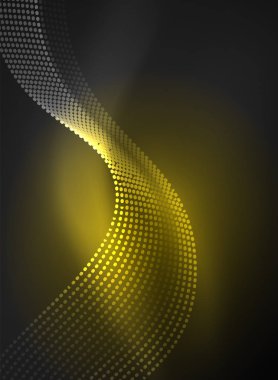 Parçacıklar koyu renk arka plan üzerinde oluşturulan parlayan dalga