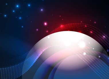 Parçacıklar koyu renk arka plan üzerinde oluşturulan parlayan dalga