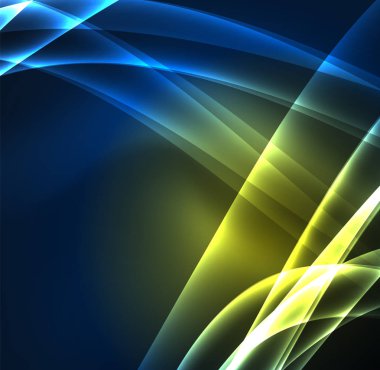 Enerji hatları, karanlıkta parlayan dalgalar vektör arka plan