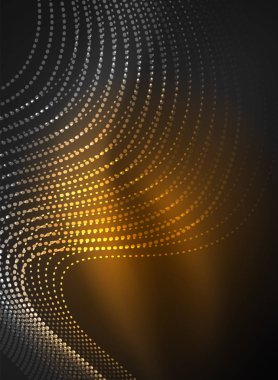 Parçacıklar koyu renk arka plan üzerinde oluşturulan parlayan dalga