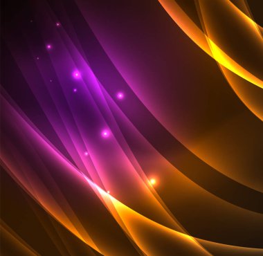 Enerji hatları, karanlıkta parlayan dalgalar vektör arka plan