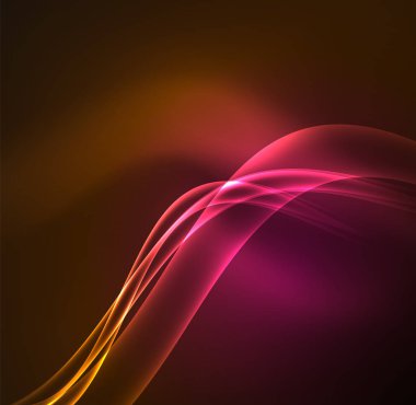 Enerji hatları, karanlıkta parlayan dalgalar vektör arka plan