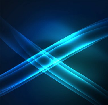 Enerji hatları, karanlıkta parlayan dalgalar vektör arka plan
