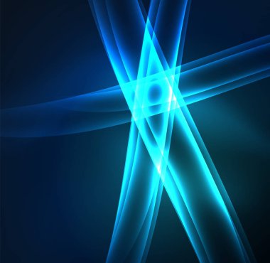 Enerji hatları, karanlıkta parlayan dalgalar vektör arka plan