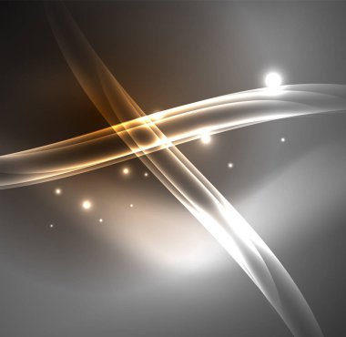 Enerji hatları, karanlıkta parlayan dalgalar vektör arka plan