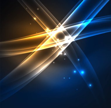 Enerji hatları, karanlıkta parlayan dalgalar vektör arka plan