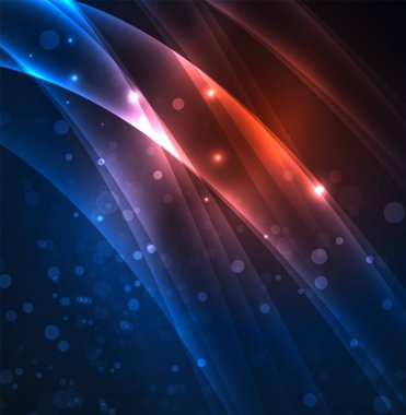 Enerji hatları, karanlıkta parlayan dalgalar vektör arka plan